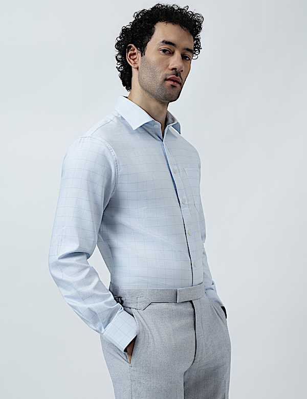 Cotton Rich Windowpane Check Shirt