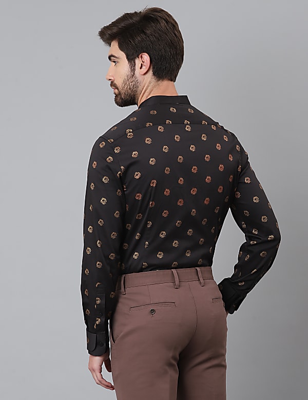 Printed Mandarin Collar Shirt