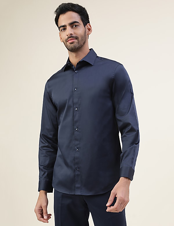 Cotton Slim Fit Solid Full Sleeves Shirt