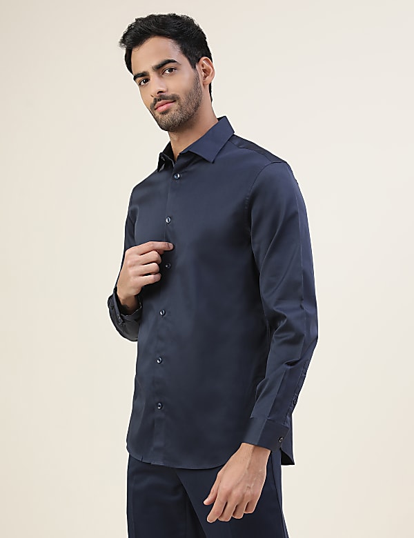 Cotton Slim Fit Solid Full Sleeves Shirt