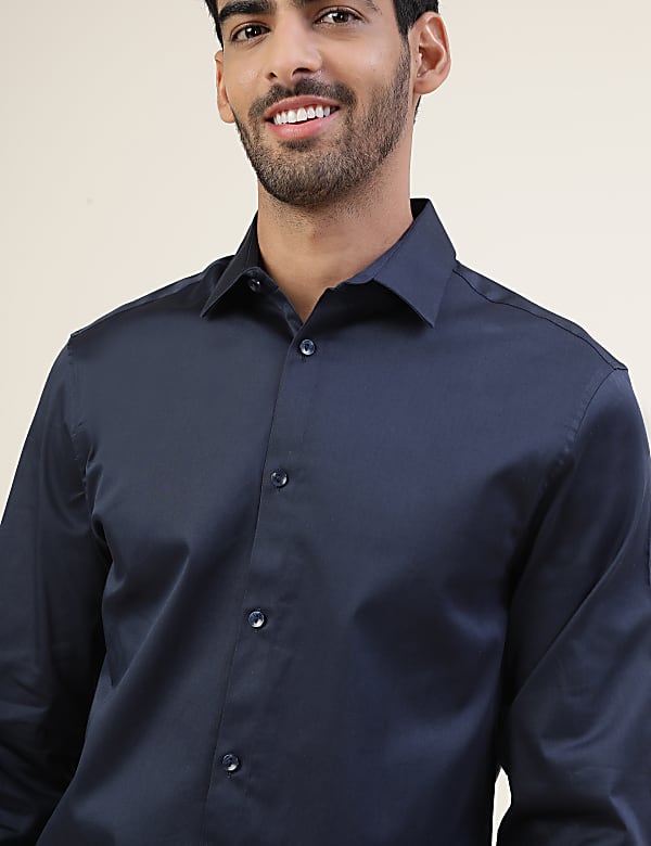 Cotton Slim Fit Solid Full Sleeves Shirt