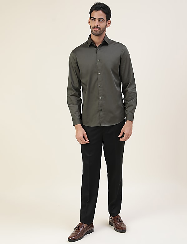 Cotton Slim Fit Solid Full Sleeves Shirt