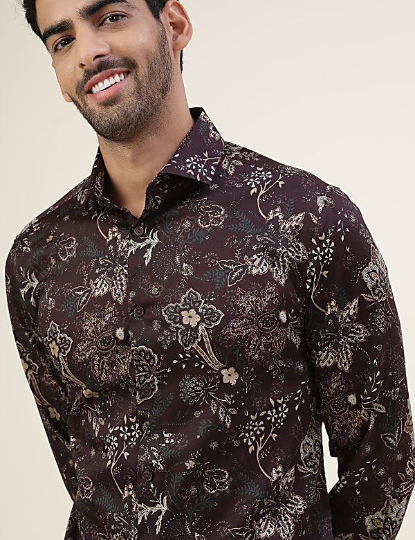 Premium Ornate Floral Print Slim Fit Shirt