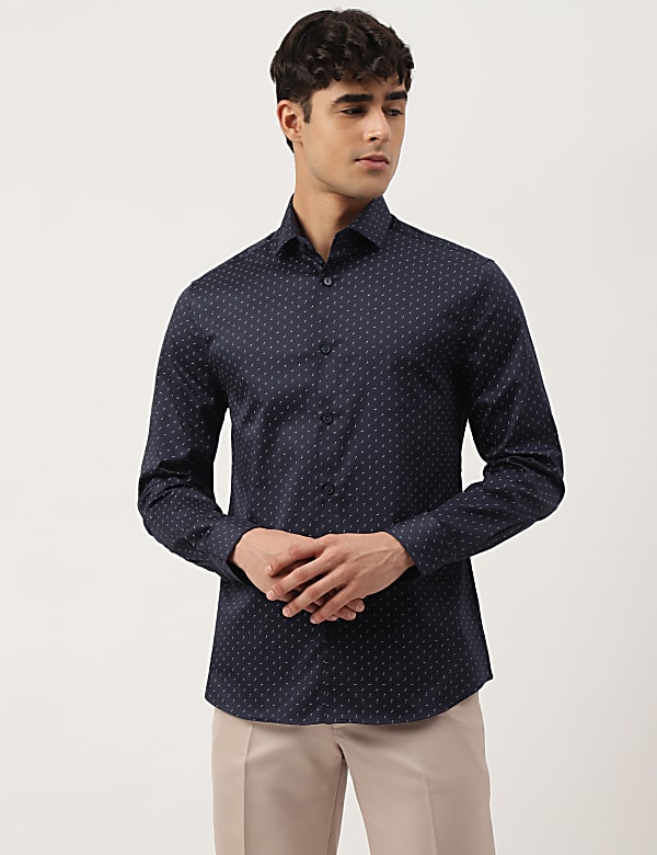 Premium Geometric Print Sateen Slim Fit Shirt