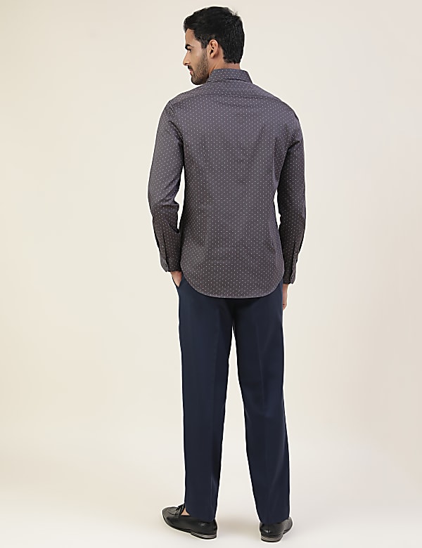 Premium Geometric Print Sateen Slim Fit Shirt