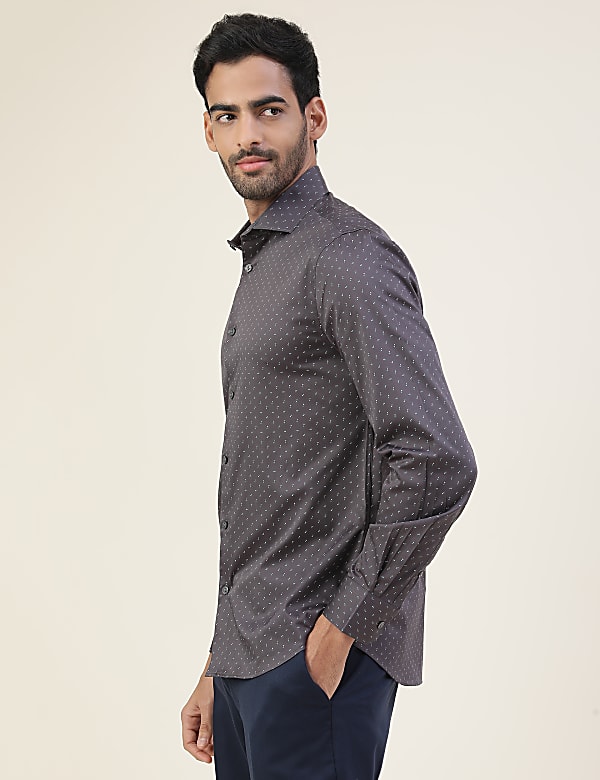 Premium Geometric Print Sateen Slim Fit Shirt