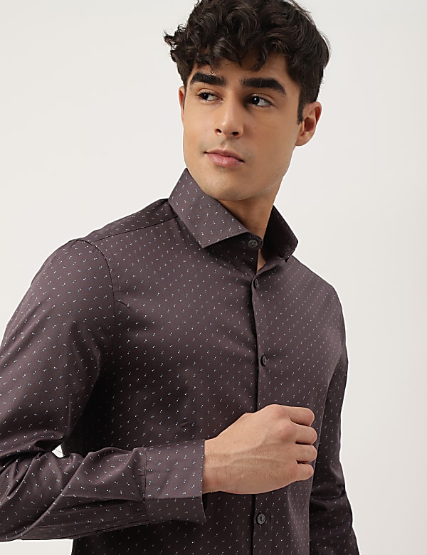 Premium Geometric Print Sateen Slim Fit Shirt