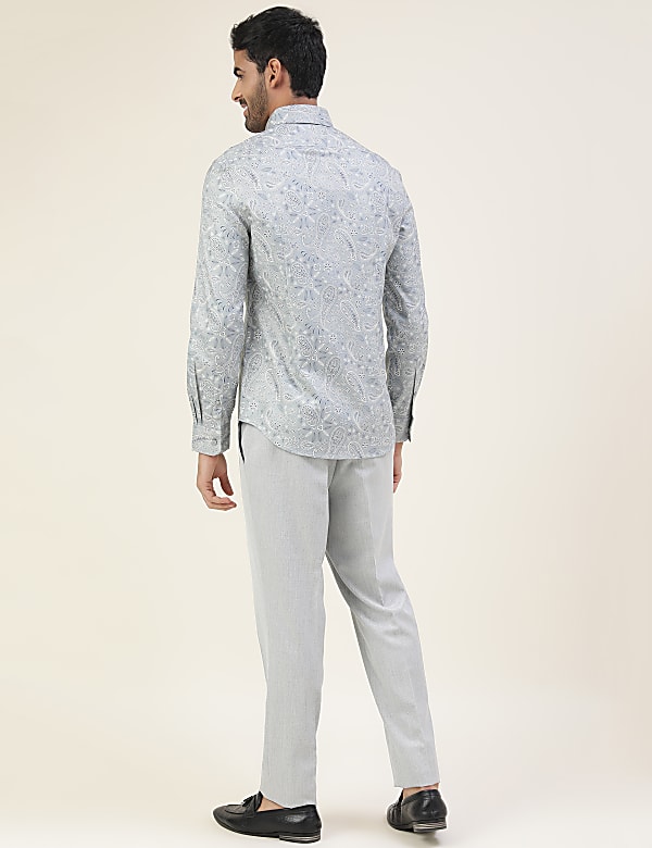 Premium Texture Tonal Floral Slim Fit Shirt