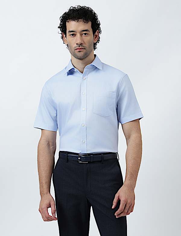 Pure Cotton Textured Short Sleeve Shirt