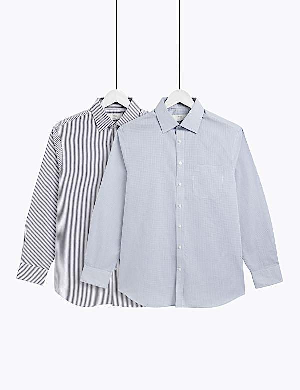2 Pack Regular Fit Classic Collar Shirts