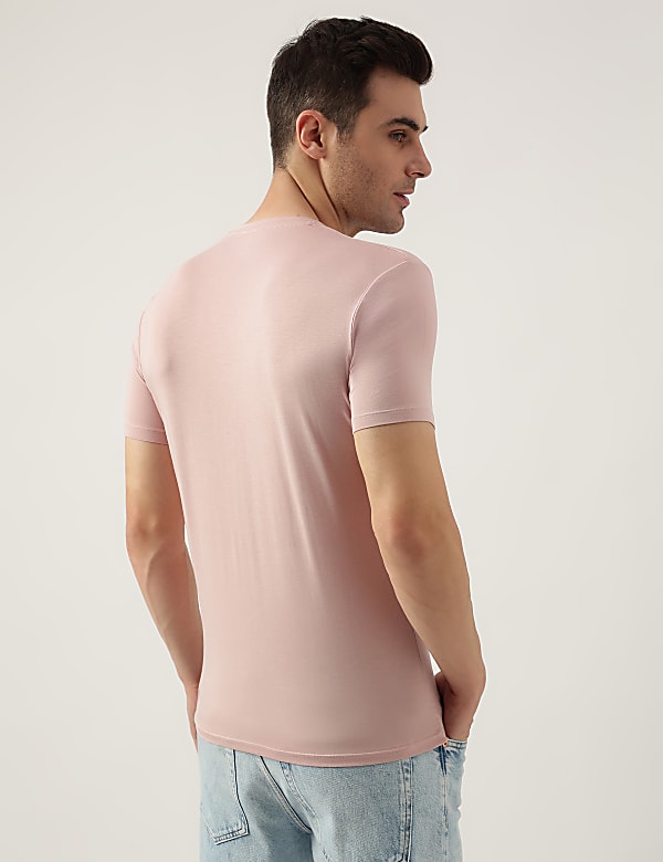 Cotton Blend Round Neck Solid T-Shirt