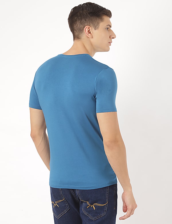 Cotton Blend Round Neck Solid T-Shirt