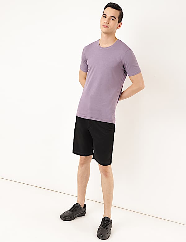 Cotton Blend Round Neck Solid T-Shirt