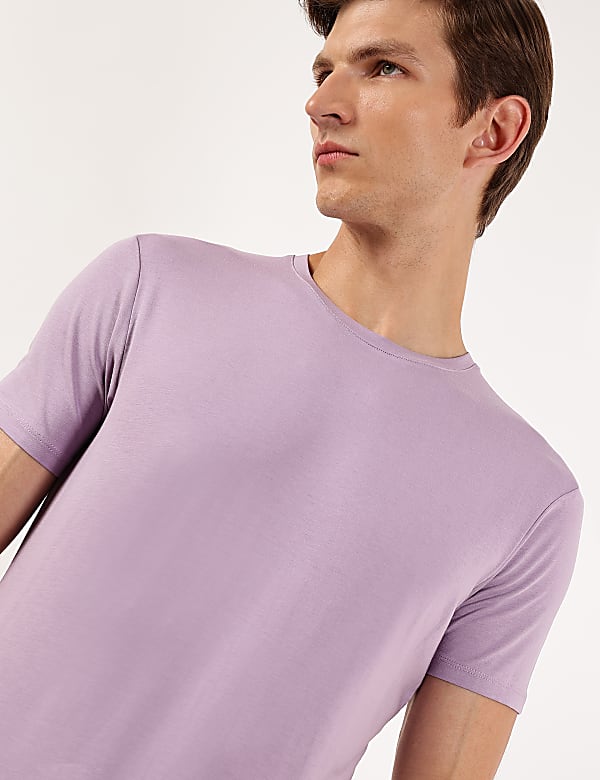Cotton Blend Round Neck Solid T-Shirt