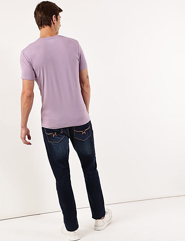 Cotton Blend Round Neck Solid T-Shirt