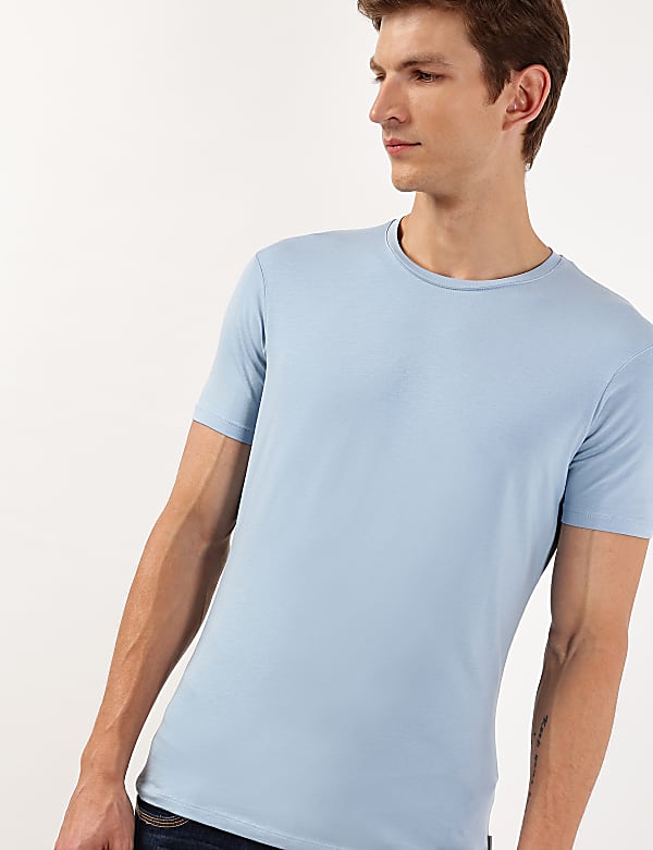 Cotton Blend Round Neck Solid T-Shirt