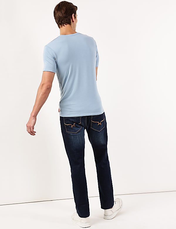 Cotton Blend Round Neck Solid T-Shirt
