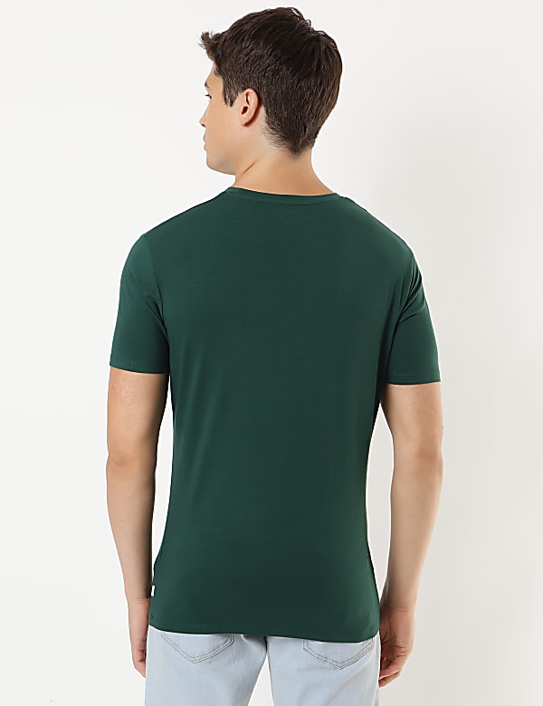 Cotton Blend Round Neck Solid T-Shirt