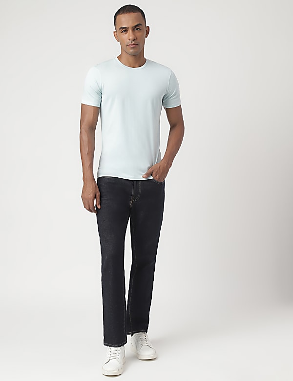 Cotton Blend Round Neck Solid T-Shirt