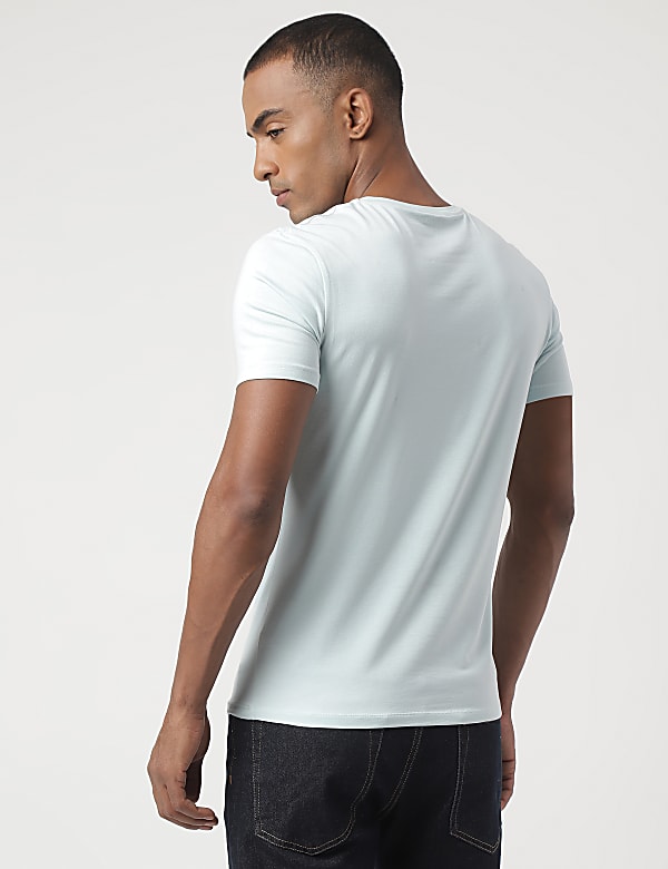 Cotton Blend Round Neck Solid T-Shirt