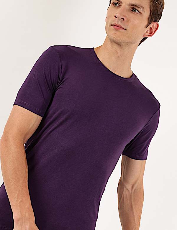 Cotton Blend Round Neck Solid T-Shirt