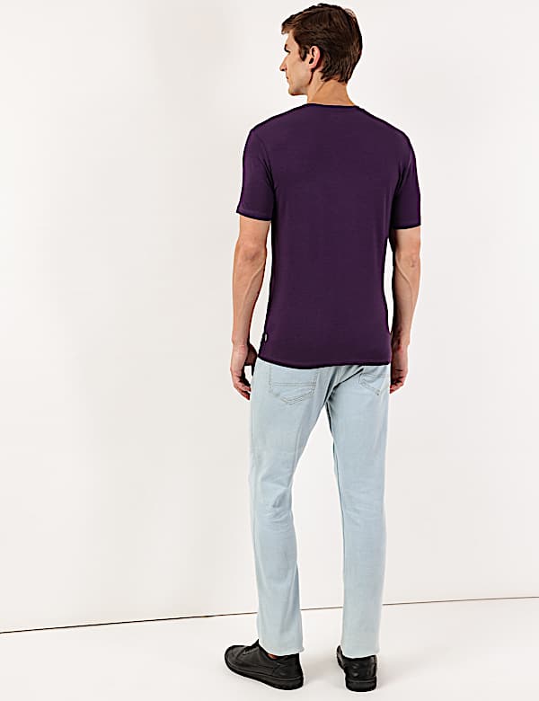 Cotton Blend Round Neck Solid T-Shirt