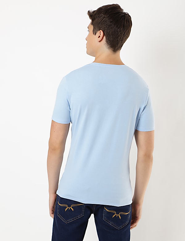Cotton Blend Round Neck Solid T-Shirt