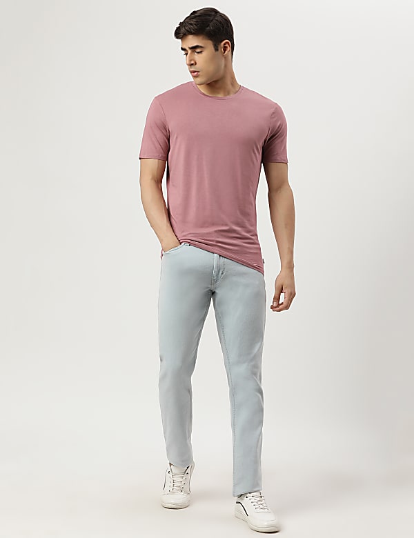 Cotton Blend Round Neck Solid T-Shirt