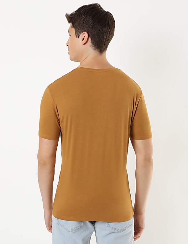 Cotton Blend Round Neck Solid T-Shirt