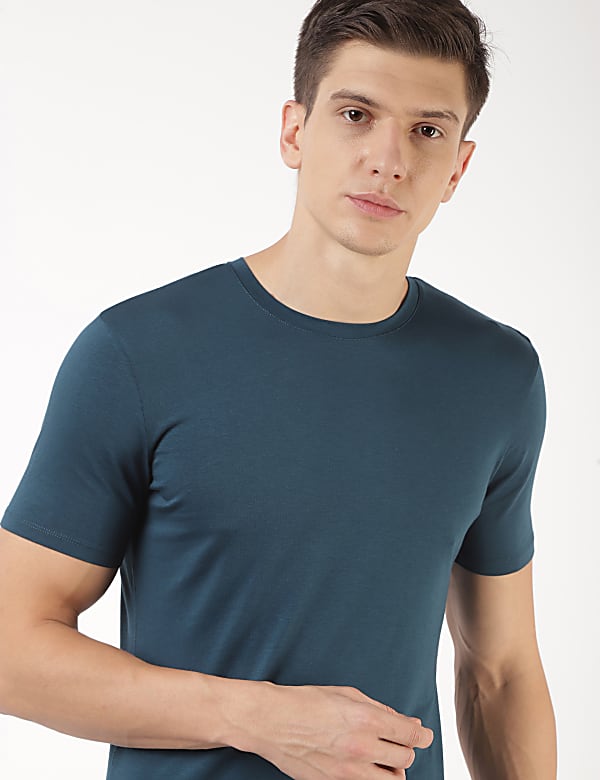Cotton Blend Round Neck Solid T-Shirt