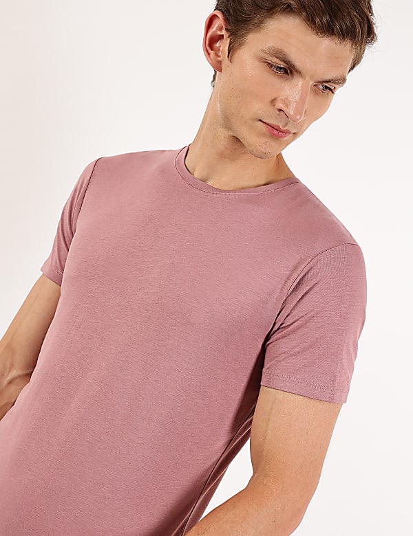 Cotton Blend Round Neck Solid T-Shirt