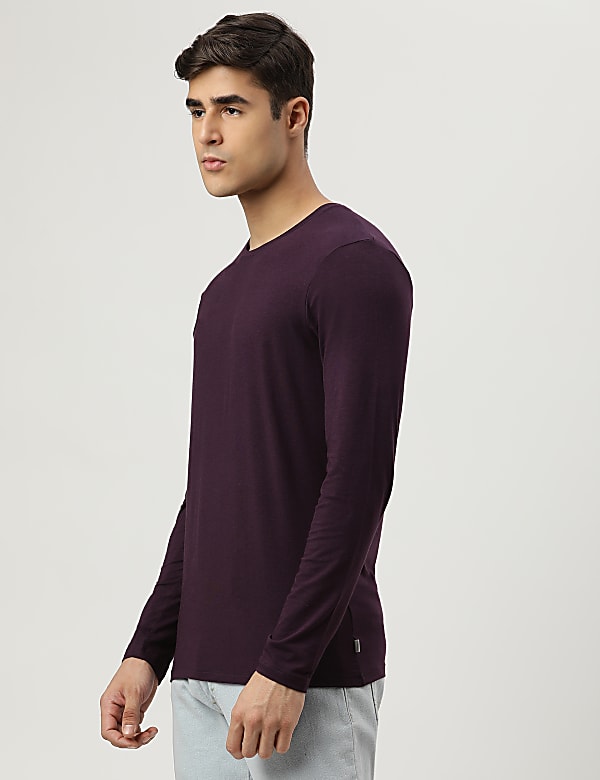 Modal Mix Plain Crew Neck T-shirt