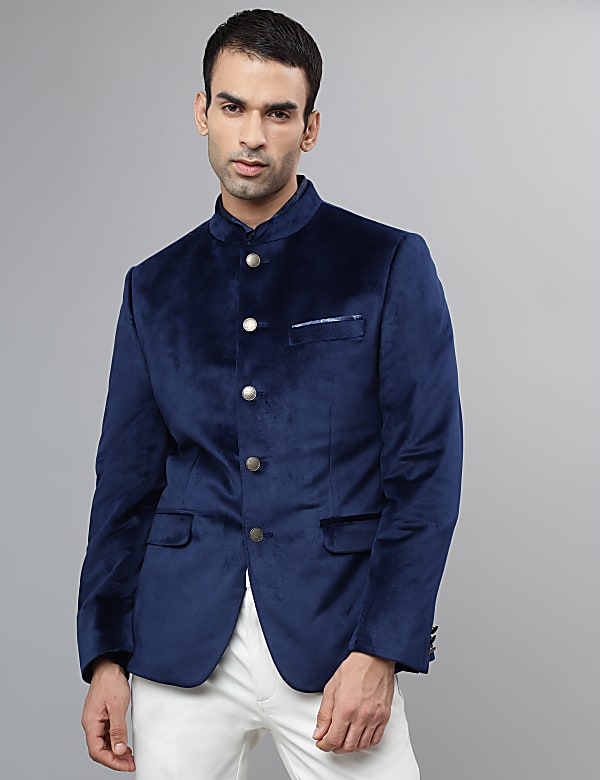 Mandarin collar blazer on sale