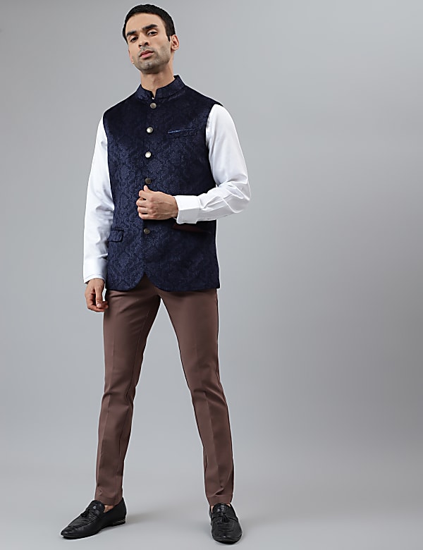 Self Design Mandarin Waistcoat