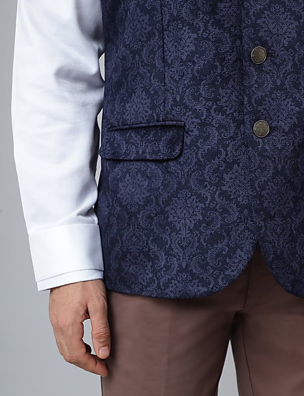 Self Design Mandarin Waistcoat