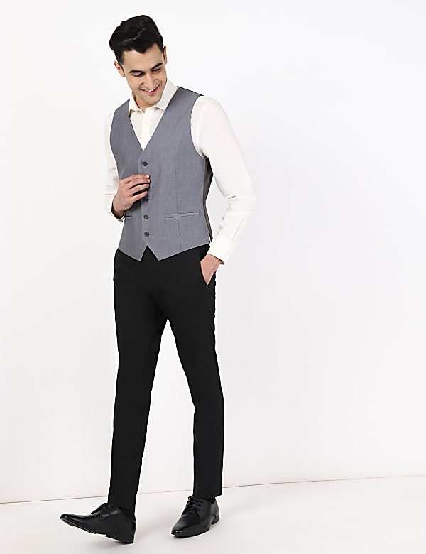 Pure Cotton Solid V-Neck Waist Coat