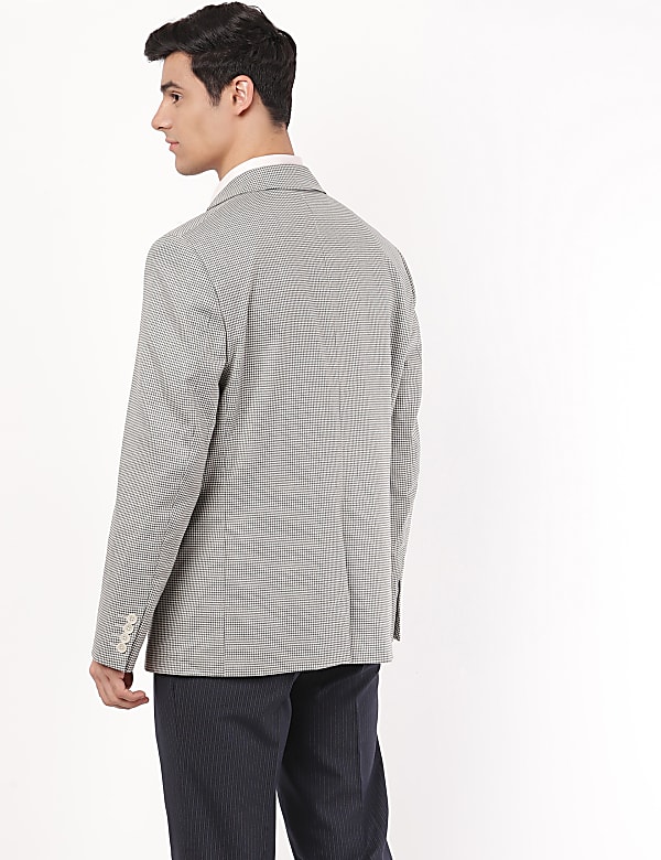 Checked Lapel Collar Blazer