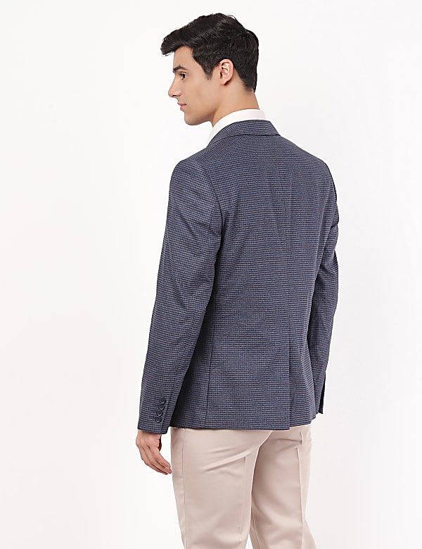 Checked Lapel Collar Blazer