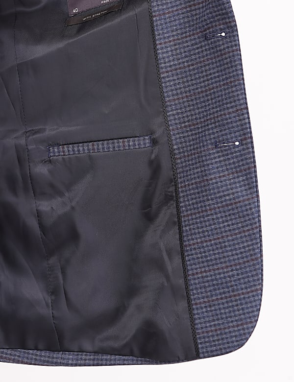 Checked Lapel Collar Blazer