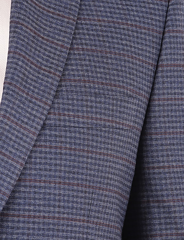 Checked Lapel Collar Blazer