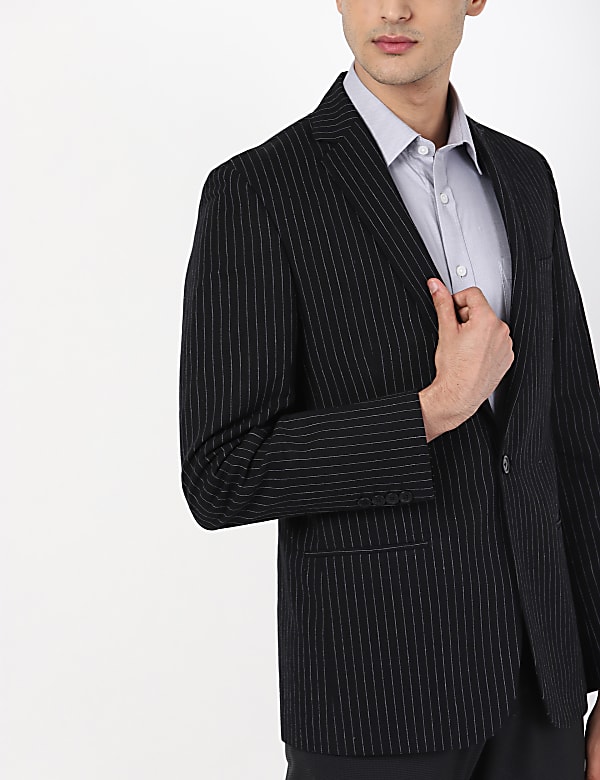 Linen Mix Striped Blazer
