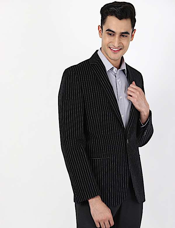 Regular Fit Linen Rich Striped Suit Jacket