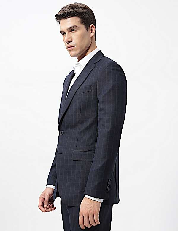Checked Slim Fit Single-Breasted Blazer