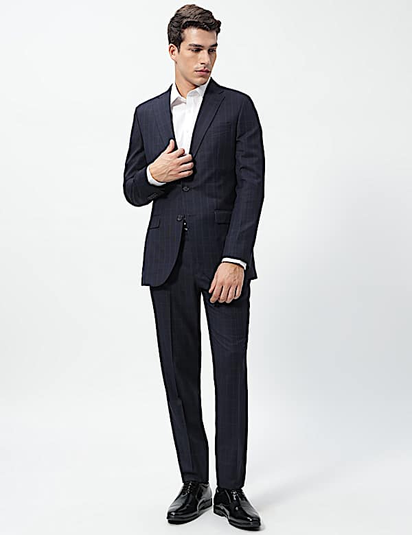 Checked Slim Fit Single-Breasted Blazer