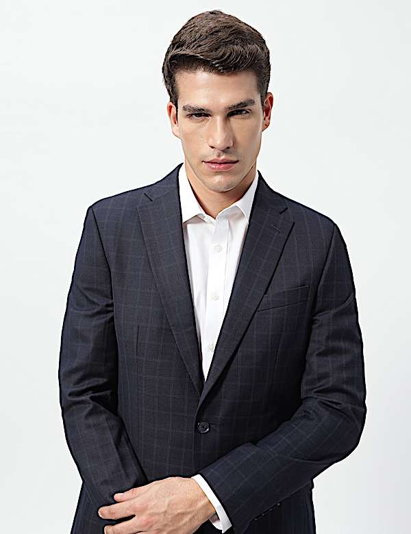 Checked Slim Fit Single-Breasted Blazer