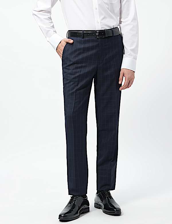 Slim Fit Checks Mid Rise Trousers
