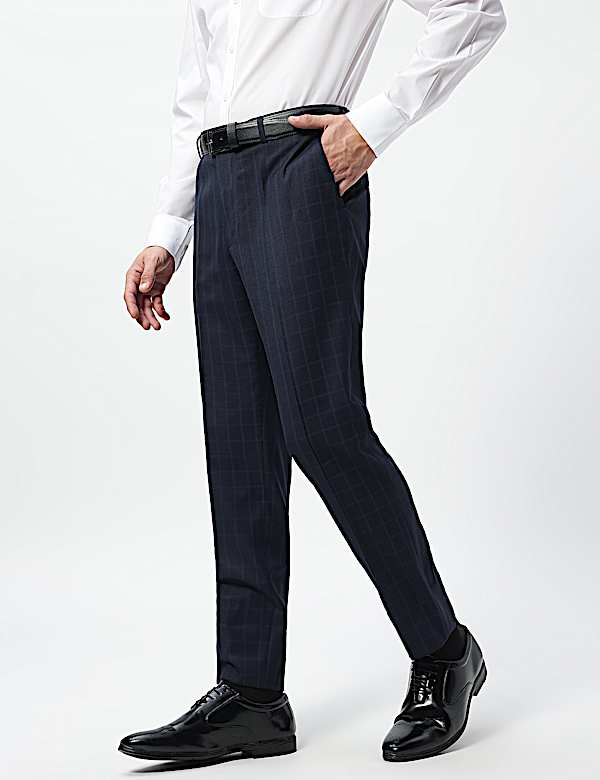 Slim Fit Checks Mid Rise Trousers