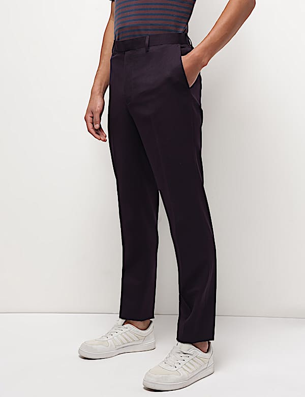 Mid Waist Textured Slim Fit Trousers