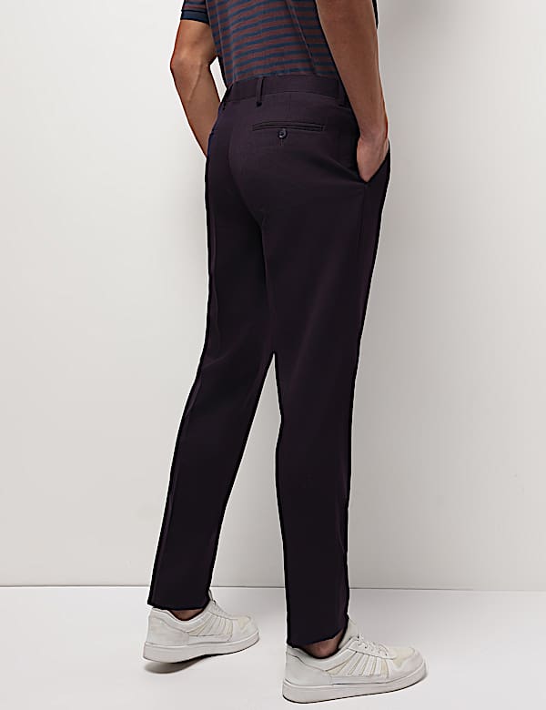 Mid Waist Textured Slim Fit Trousers