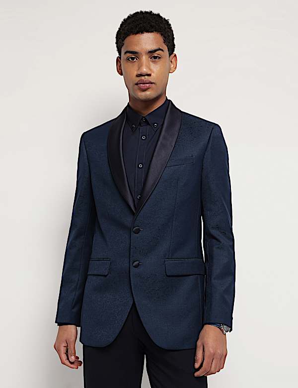 Slim Fit Jacquard Single-Breasted Blazer